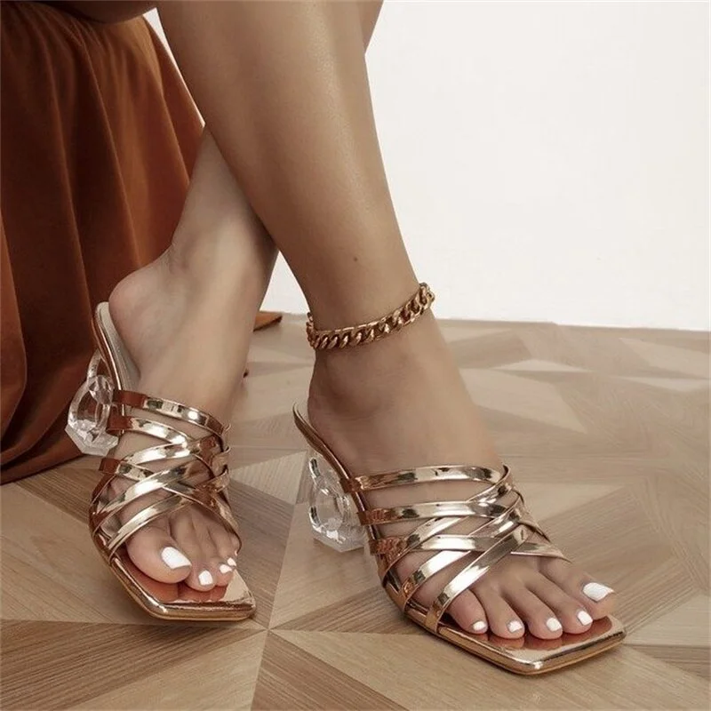 vstacam 2023 Summer New Crystal Heel Sandals Women's Large Bowknot Solid Color Fashion High Heel Slippers Women Designer Sandals