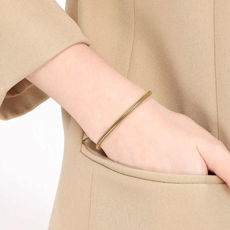 Minimalist Solid Color 304 Stainless Steel 18K Gold Plated Unisex Bracelets Men Chain Bracelets