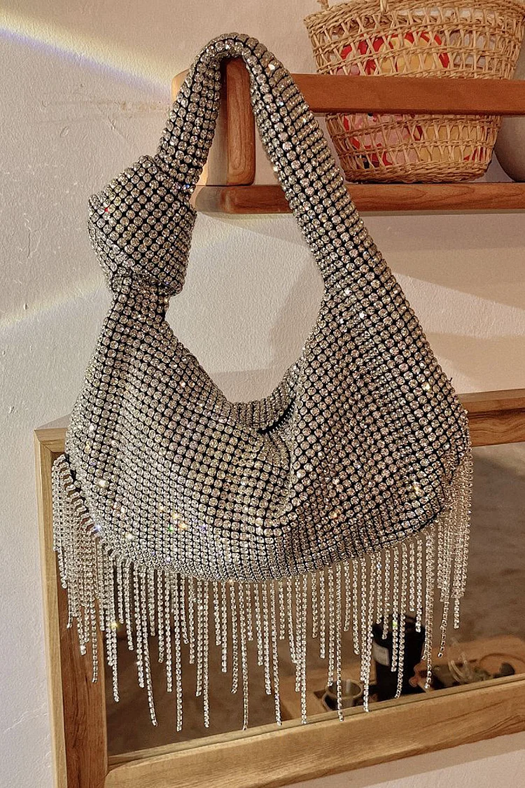 Fashion Silver Drilling Tassel Zipper Handbags