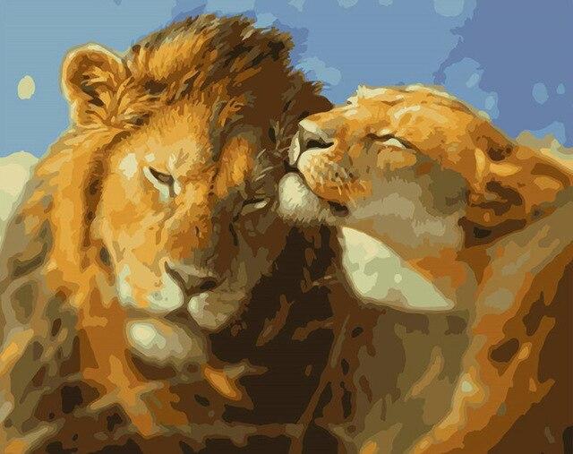 

Lion Couple – Paint By Numbers - 40*50CM, 501 Original