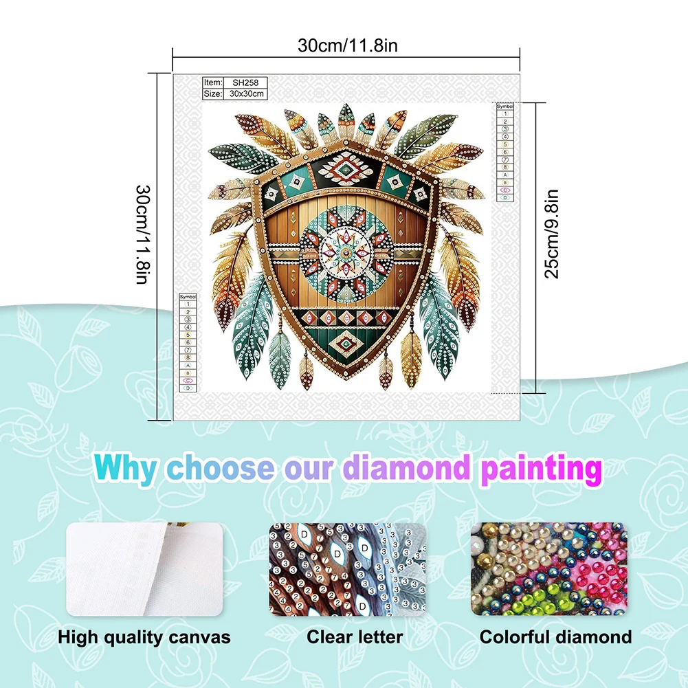 Diamond Painting - Partial Special Shaped Drill - Indian Shield(Canvas|30*30cm)