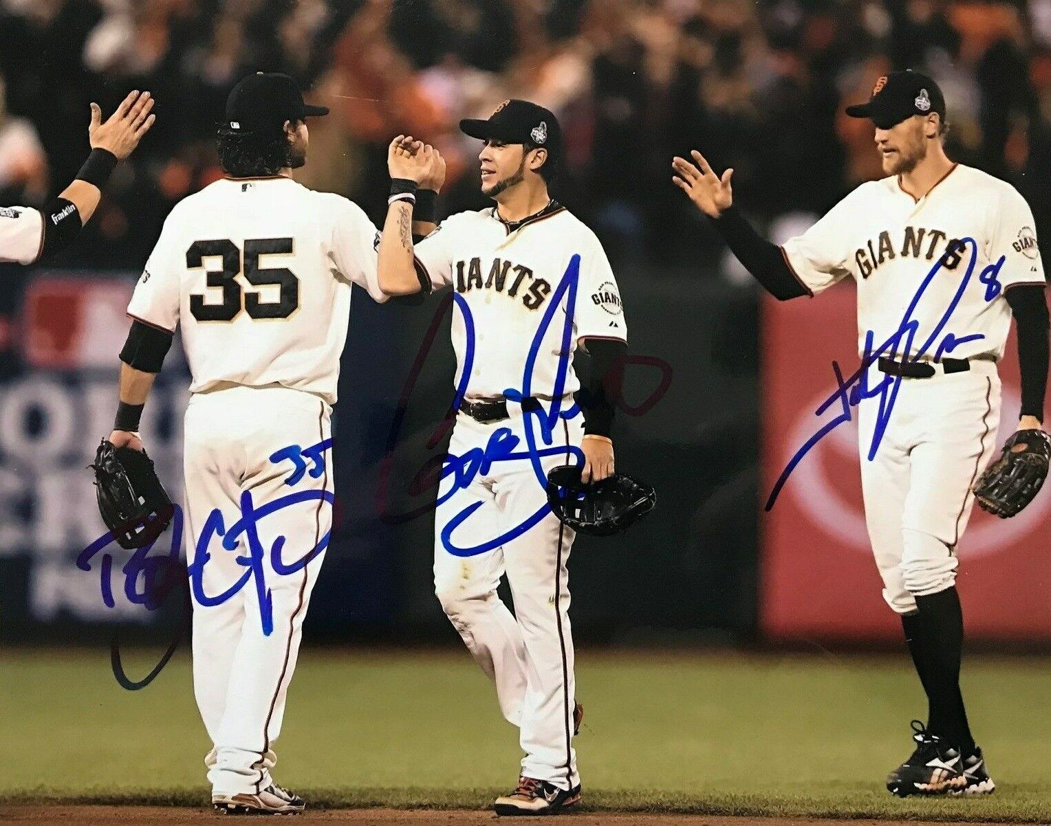 Brandon Crawford / Hunter Pence Autographed Signed 8x10 Photo Poster painting ( Giants ) REPRINT