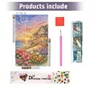 Summer Vacation Full DIY 5D Round Drill Diamond Art Kits Large Size 40*60cm Diamond Dots Paintings Picture Arts Craft Diamond Crystal Rhinestones Painting Kits for Adults/Beginners Gift Idea