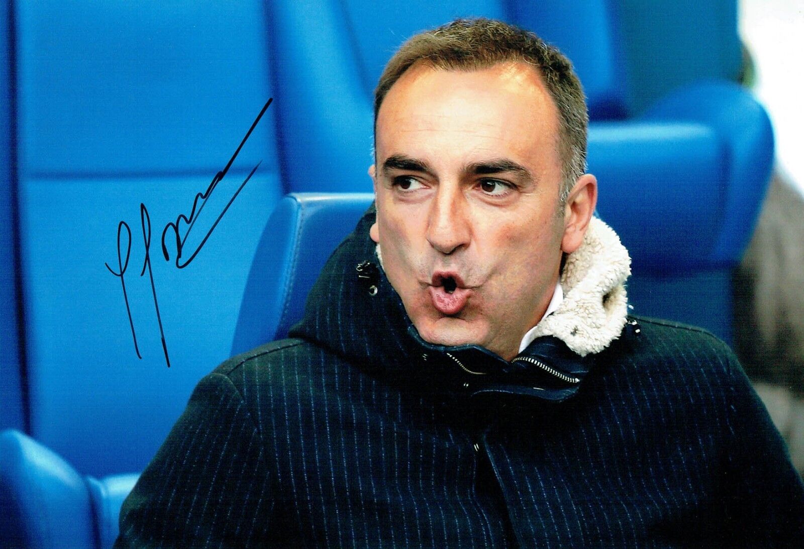 Carlos CARVALHAL Swansea City Manager SIGNED 12x8 Photo Poster painting B AFTAL Autograph COA