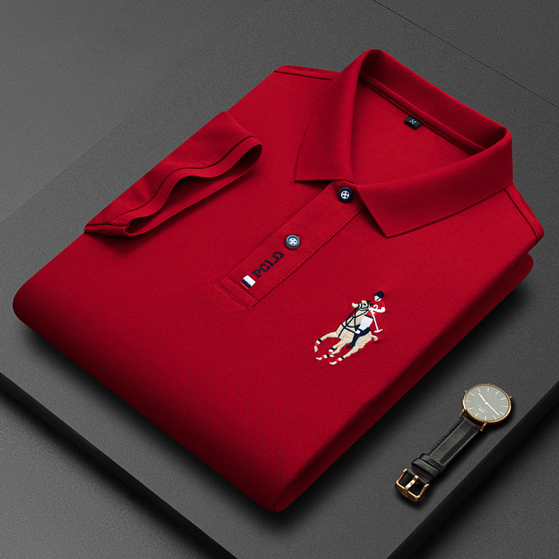 Geswet men casual outfit Summer New Men's Polo Short Sleeve T-shirt Pearl Cotton Quick Dry Embroidery Fashion Versatile casual turn-down collar tops