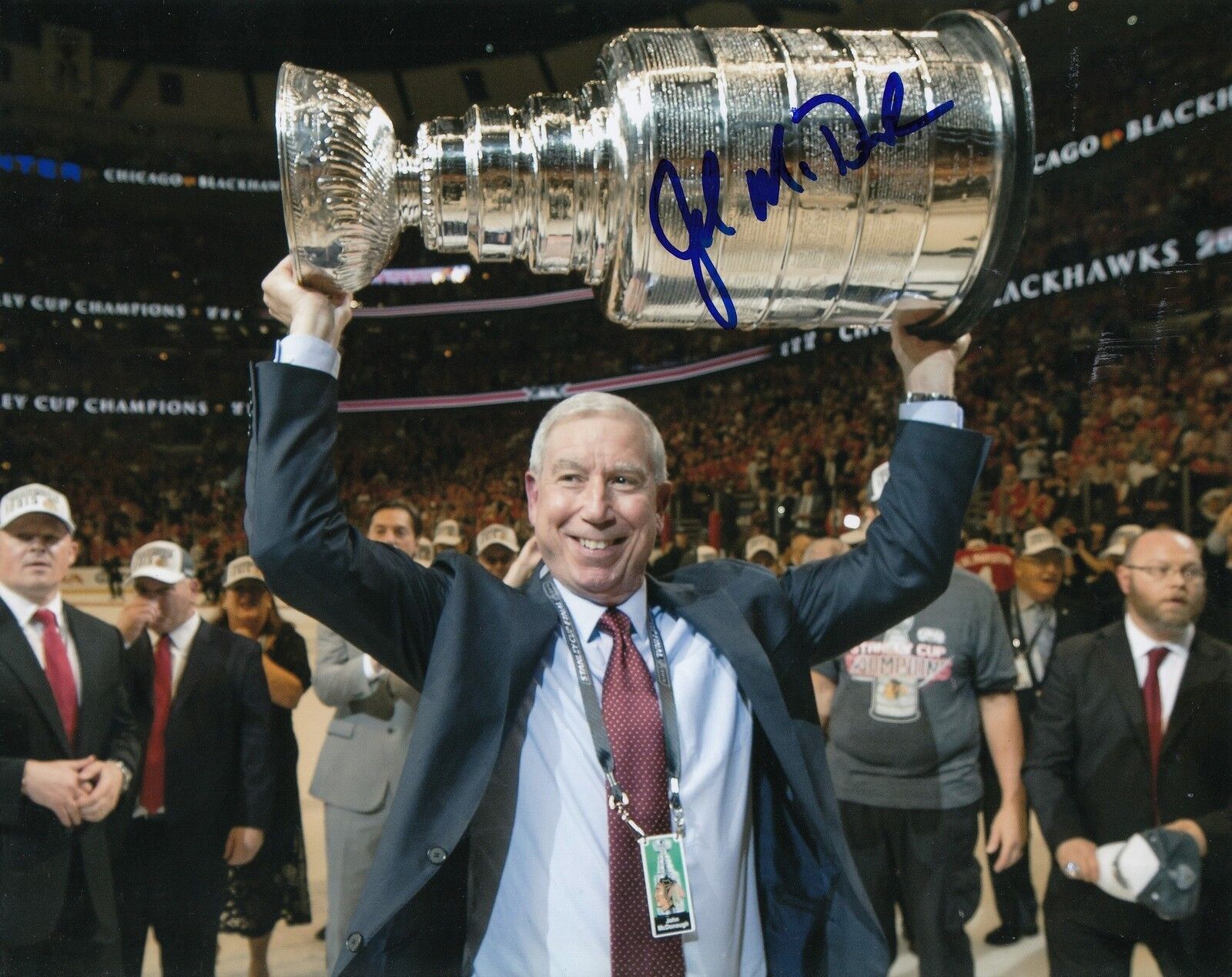 JOHN MCDONOUGH signed (CHICAGO BLACKHAWKS) STANLEY CUP 8X10 Photo Poster painting W/COA #2