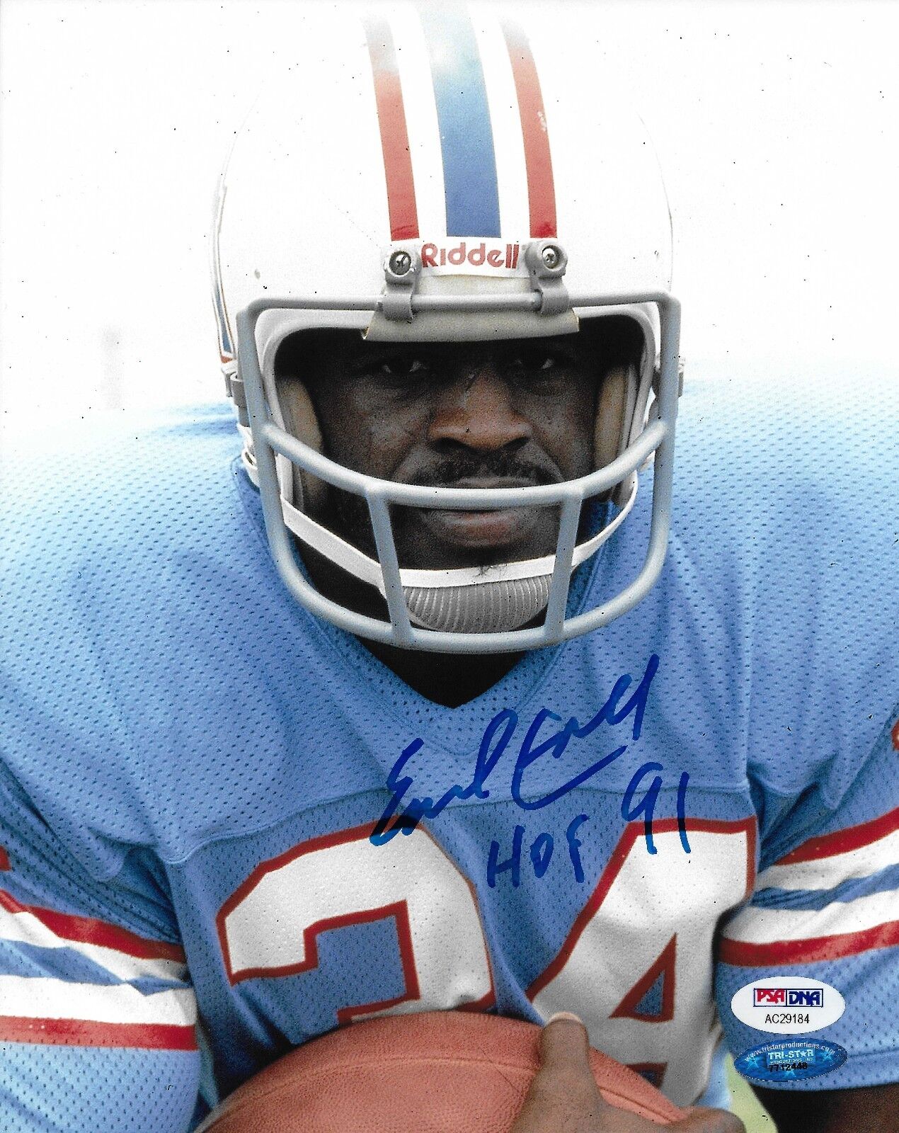 Earl Campbell Signed Oilers Football 8x10 Photo Poster painting PSA/DNA HOF Picture Autograph 1