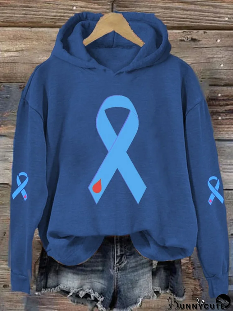 Women's Diabetes Awareness Print Hoodie Long Sleeve Sweatshirt