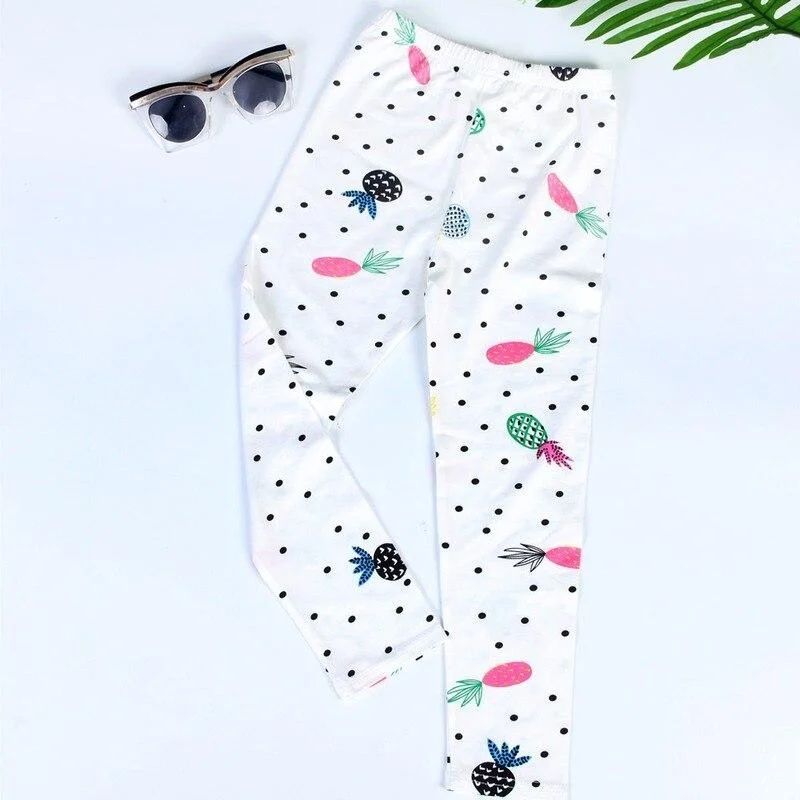 2-10Y Girls Leggings Kids Skinny Bottoms Spring Autumn Flower Print Pants Cute Pencil Pants Children Casual Trousers Girl Capris
