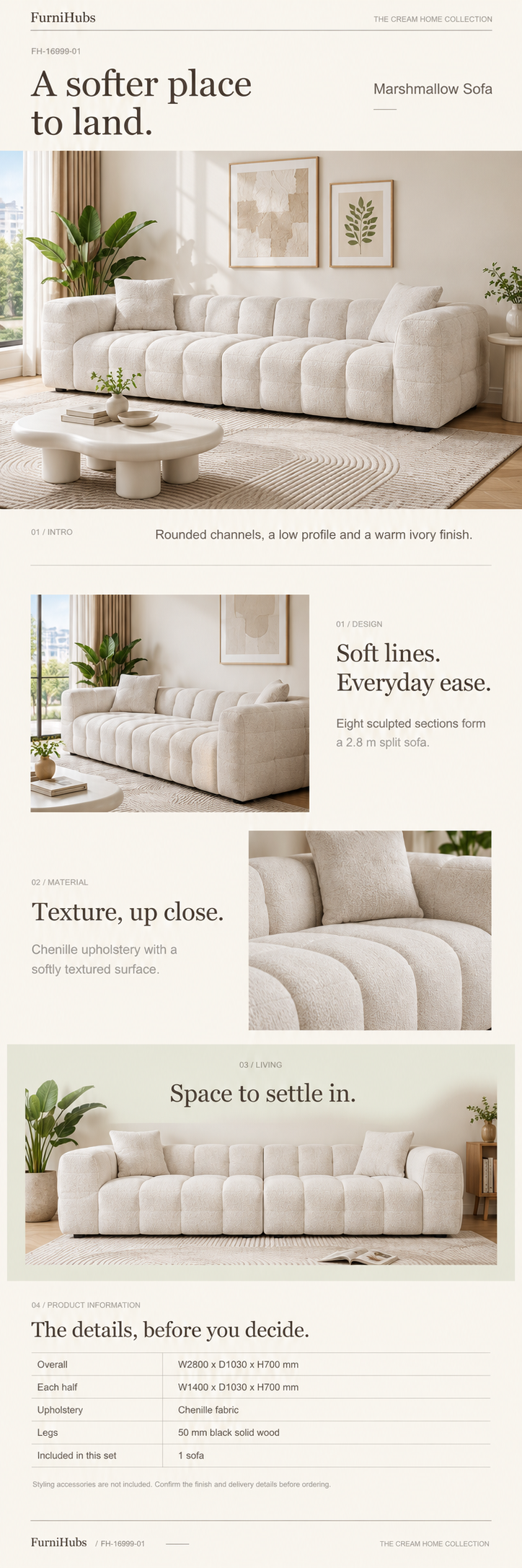 Marshmallow Chenille Sofa — Product details