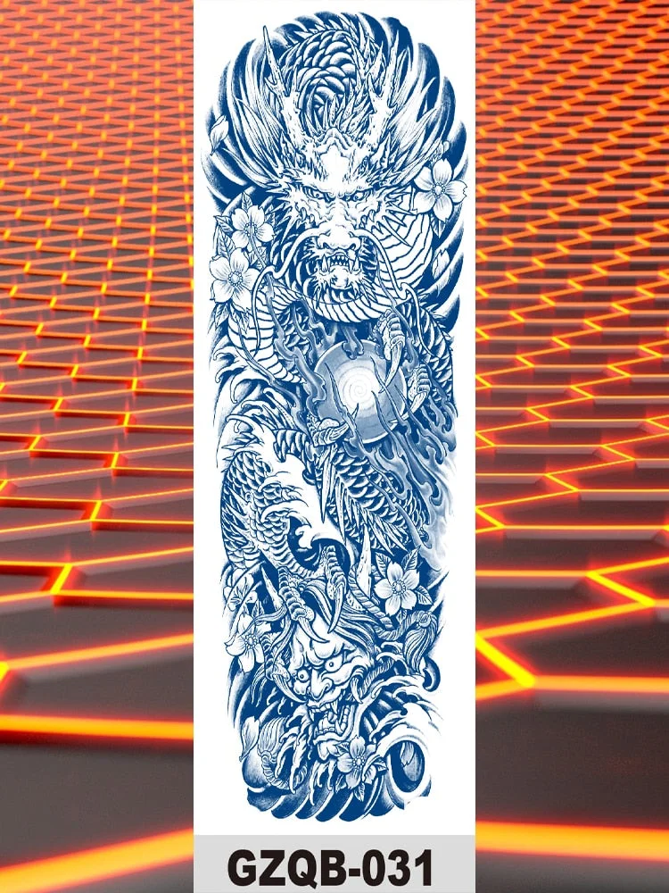 Temporary Flower Full Arm Waterproof Tattoo Stickers Banshee Warrior Crane Angel Lotus Juice Ink Men Women Girl Leg Fake Tatoo