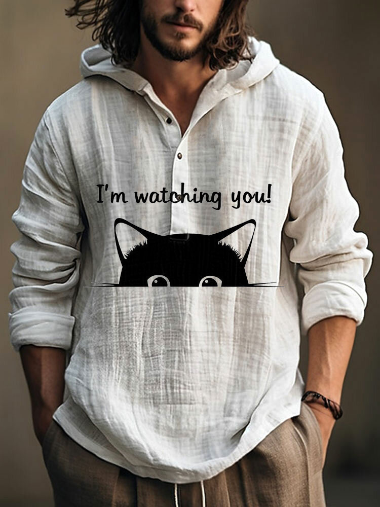  Japanese Art Black Cat Print Cotton Blend Hoodie Westsshops