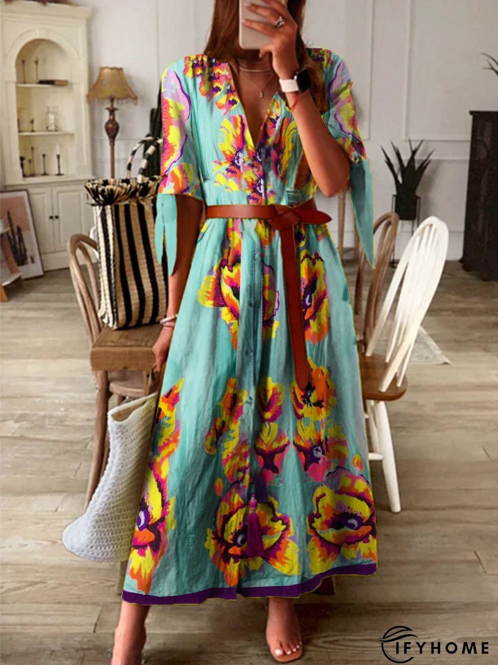 Boho V Neck Weaving Dress | IFYHOME