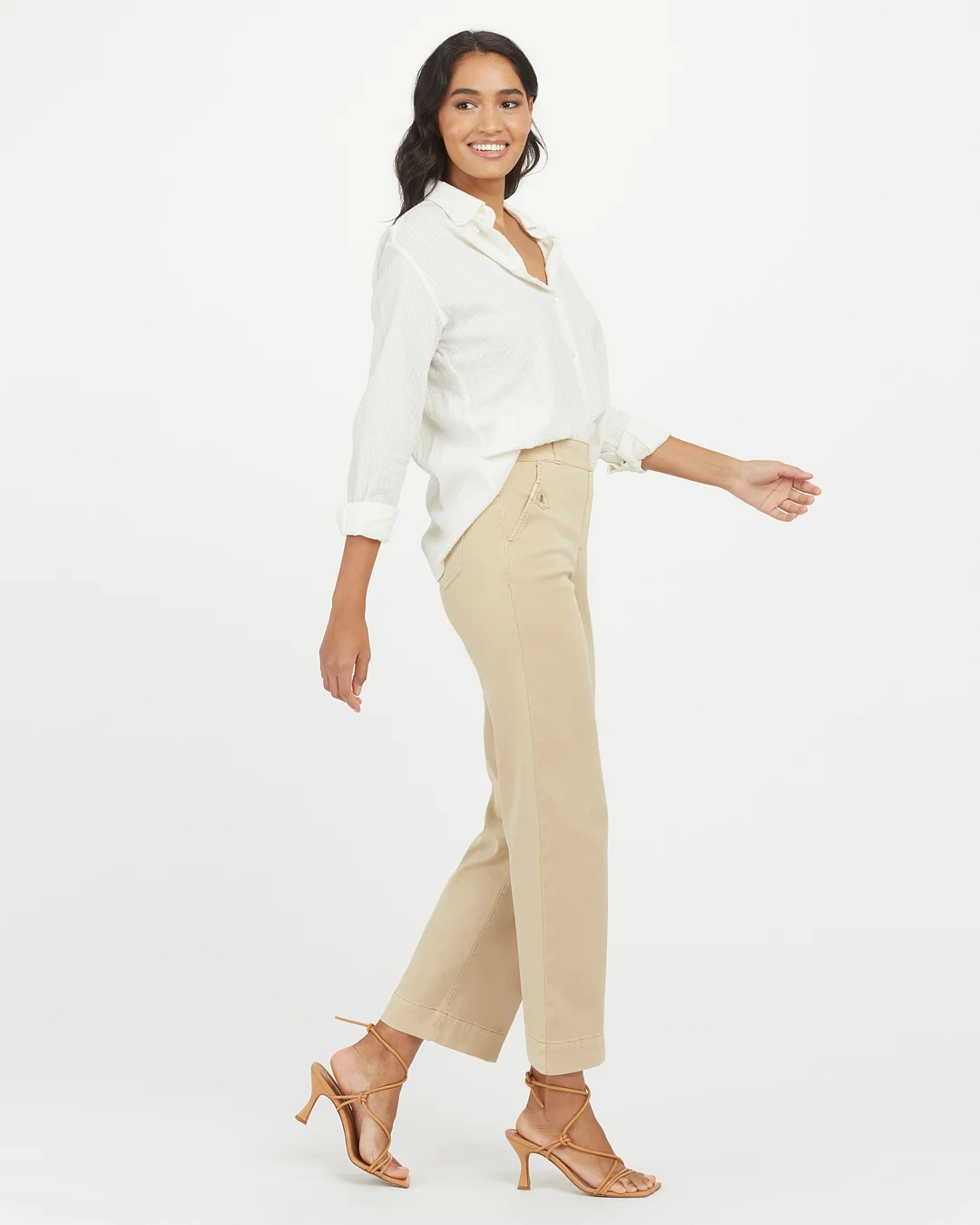 Stretch Twill Cropped Wide Leg Pant