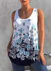 Plus Size Floral Print Round Neck Casual Loose Tank Top
