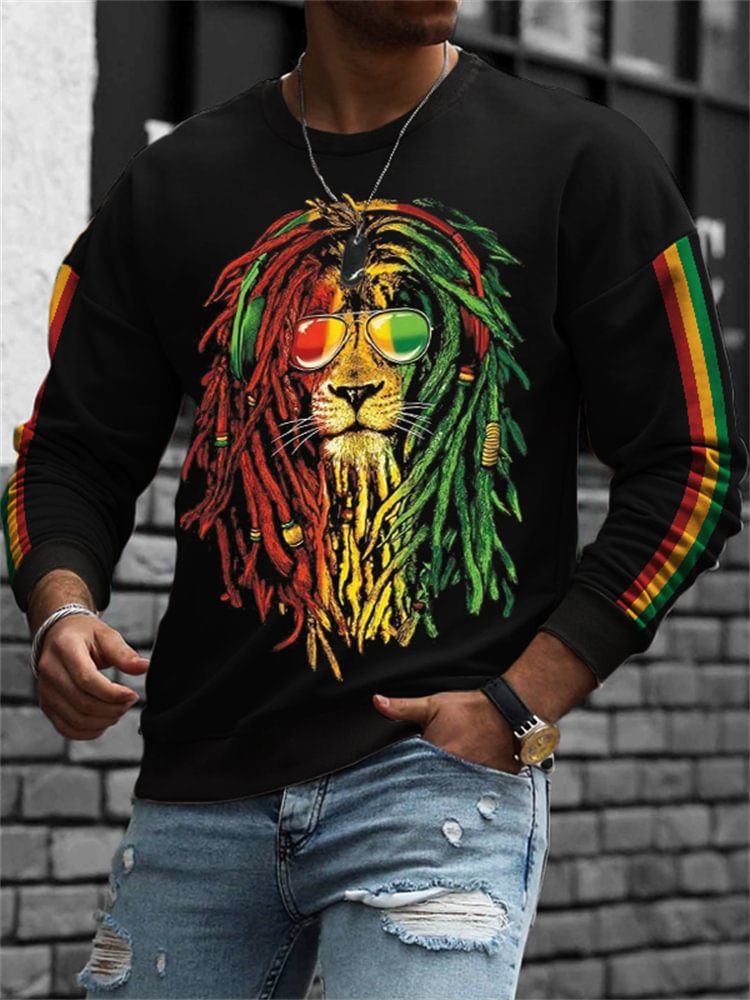 Men's Reggae Lover Lion Graphic Sweatshirt