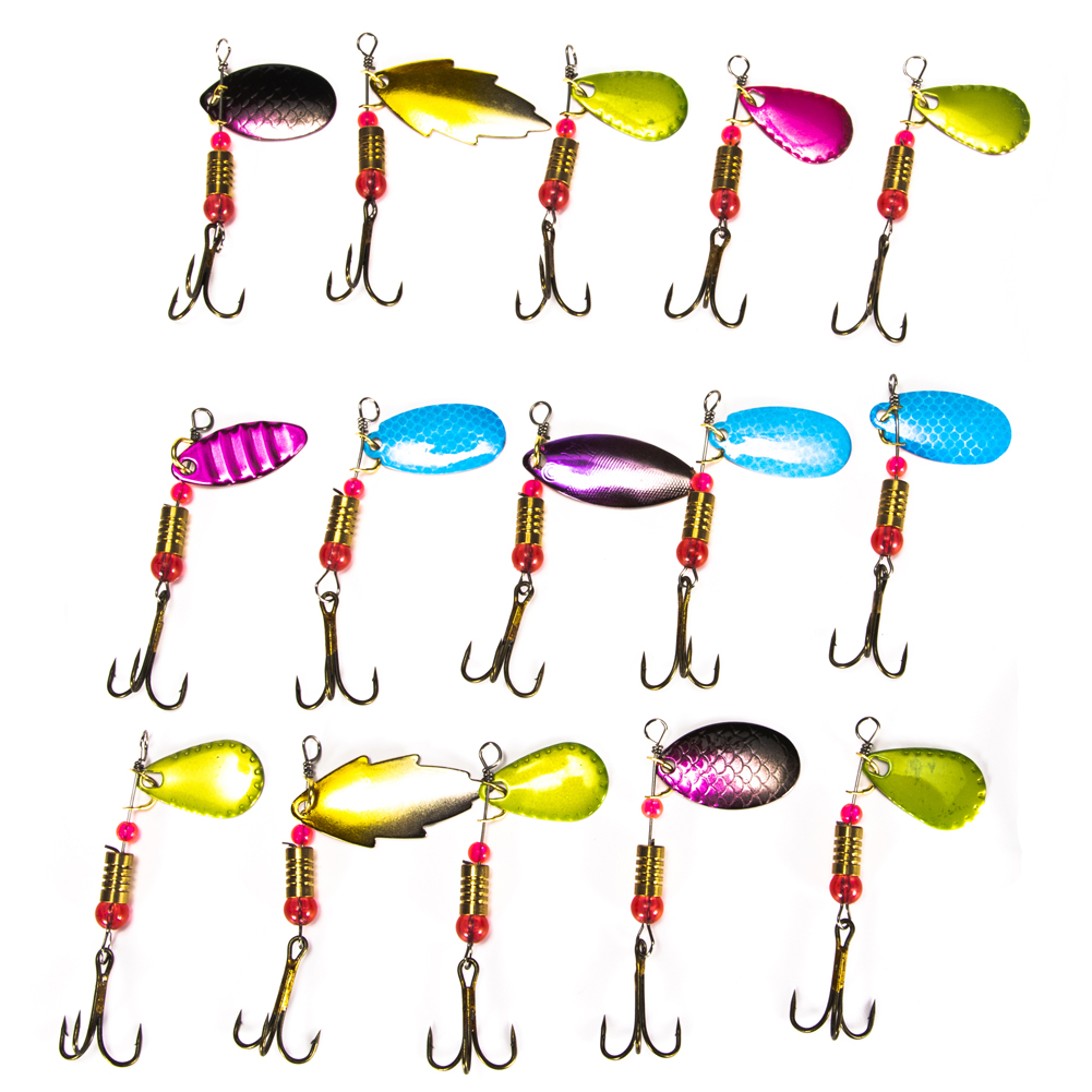 

11pcs Hard Spinner Bait Spoon Sequins Lure w/Hook + Box Pike Fishing Tackle, 501 Original