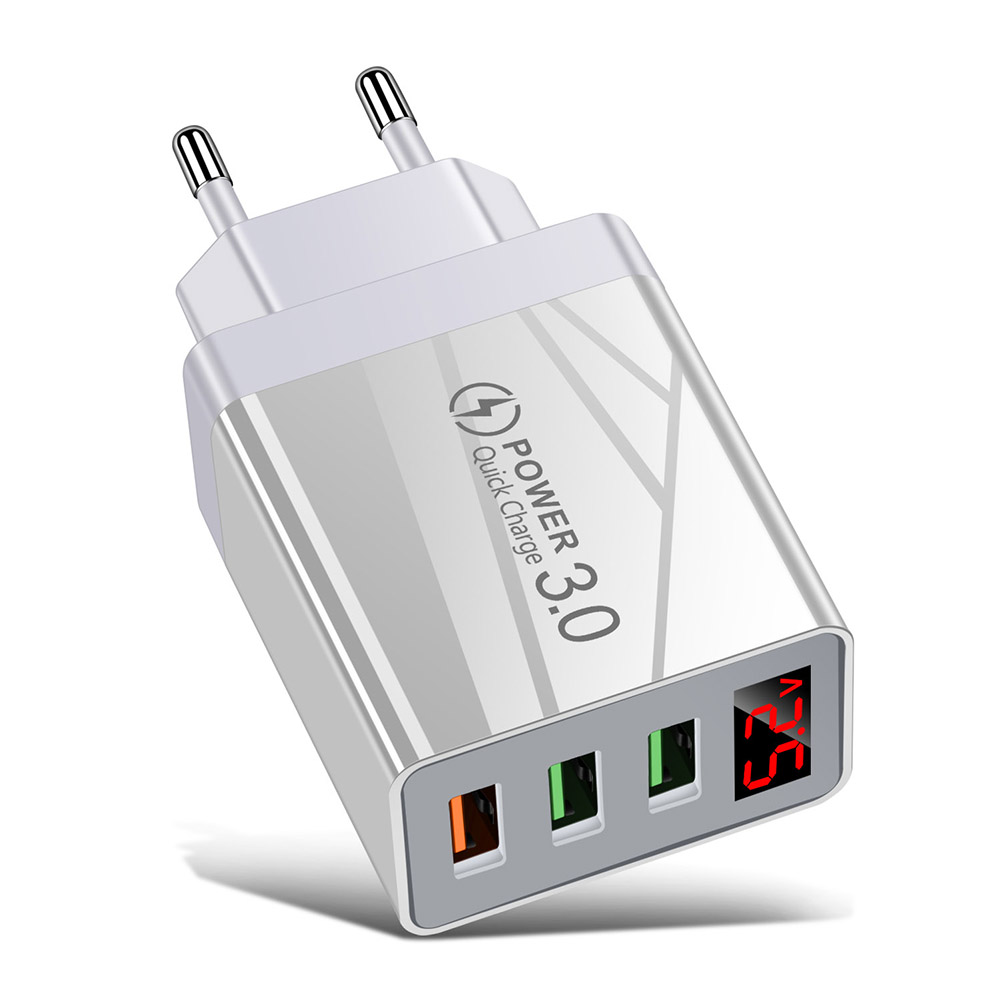 

Q7 3.0 USB Fast Charge for iPhone Mobile Phone Digital Display Wall Adapter, White, 501 Original