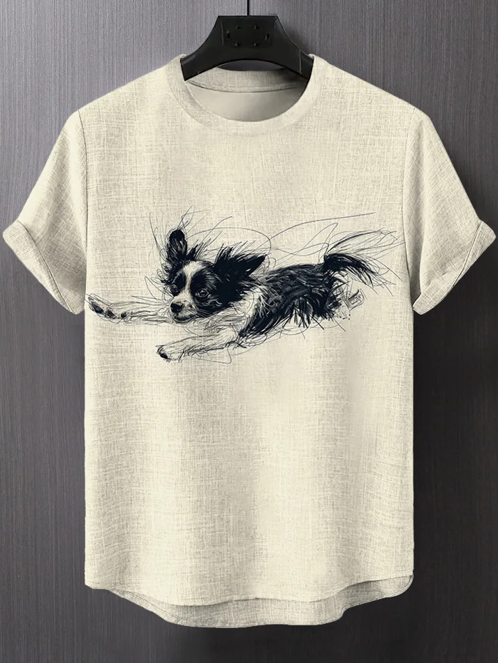Men's Sketching Dog Print T-Shirt