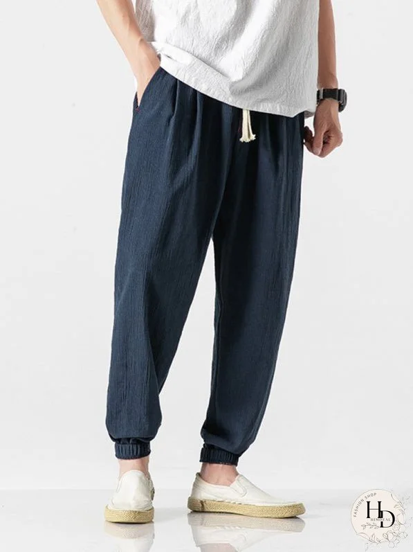 Men's Solid Color Linen Pants