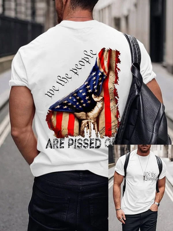 Men's Independence Day 1776 We The People Are Pissed Off Flag Print T-Shirt