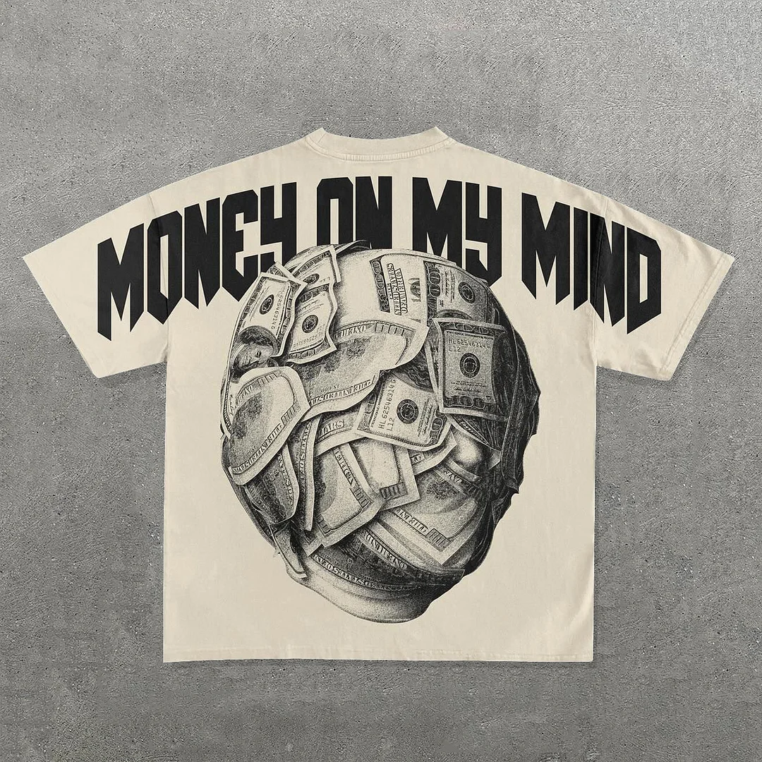 Money On My Mind Print Short Sleeve T-Shirt
