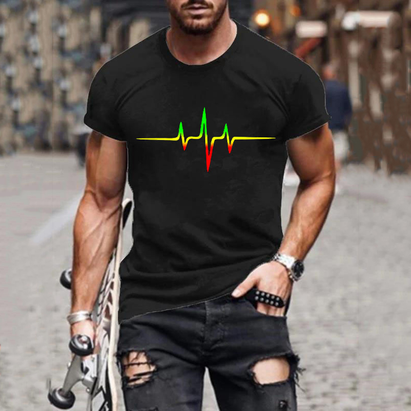 Comstylish Men'S Reggae Music Pulse Pattern Short Sleeved T-Shirt