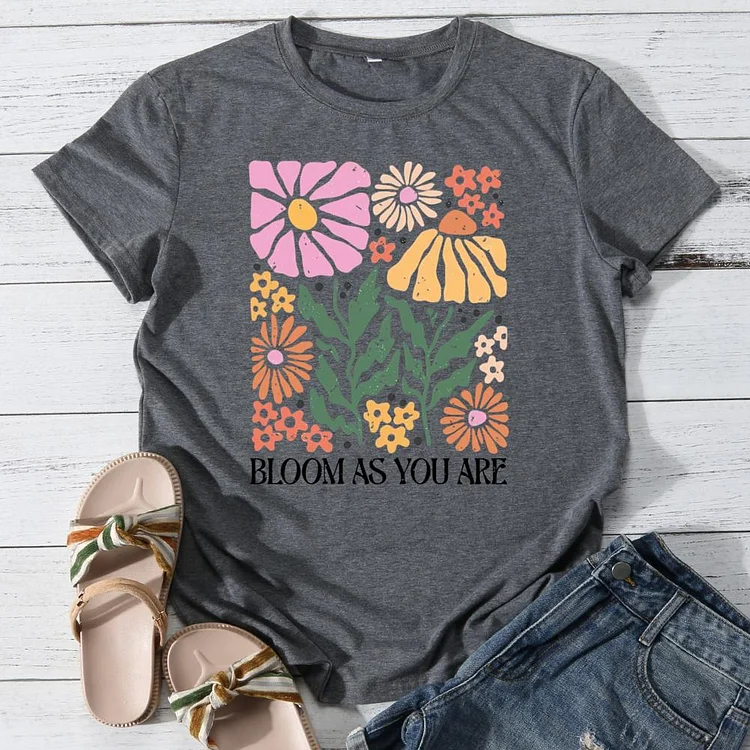 Bloom as you are Round Neck T-shirt-0025884