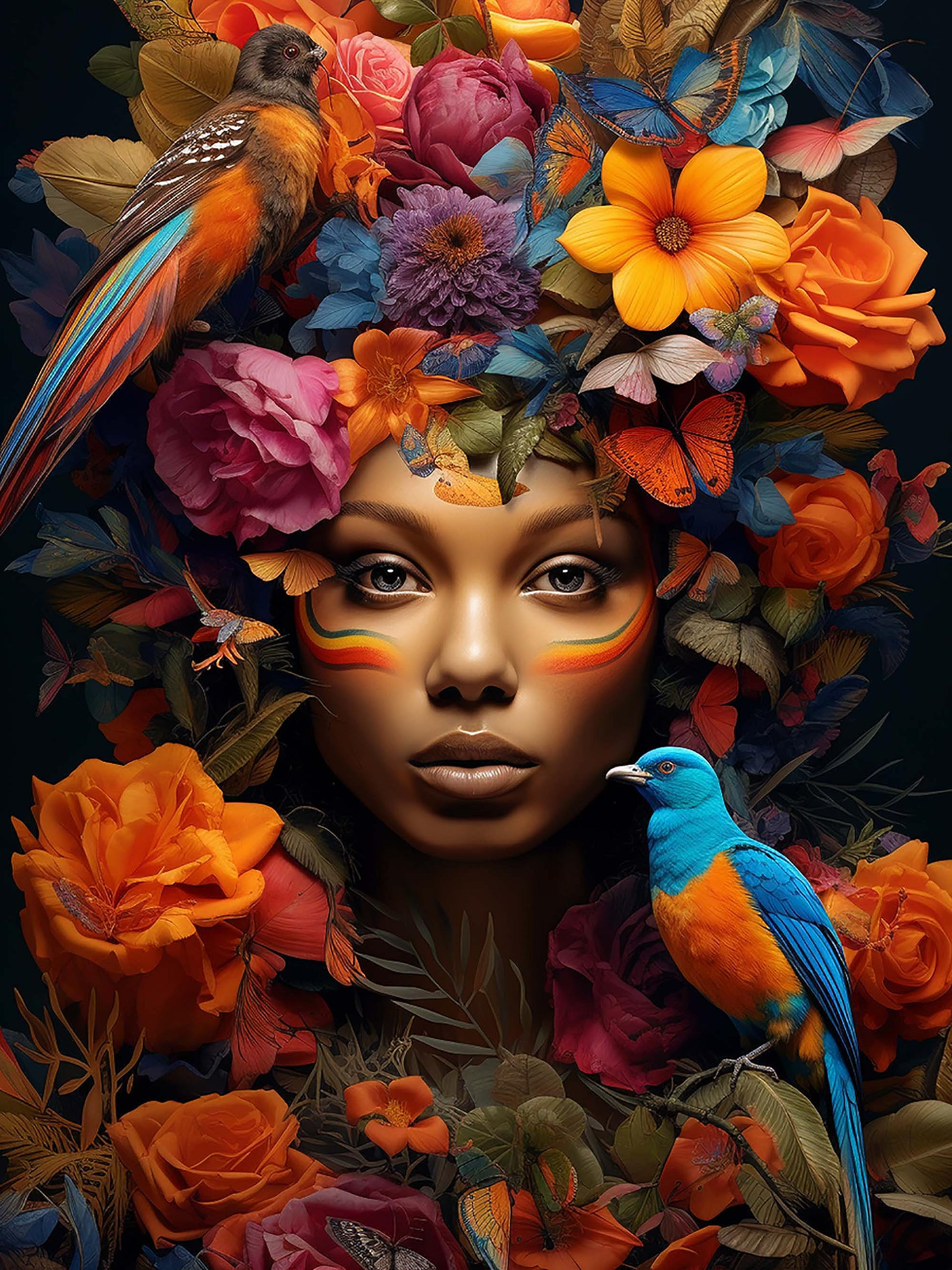 The woman with the garland. - Paint by Numbers - 16"x20"/40*50cm