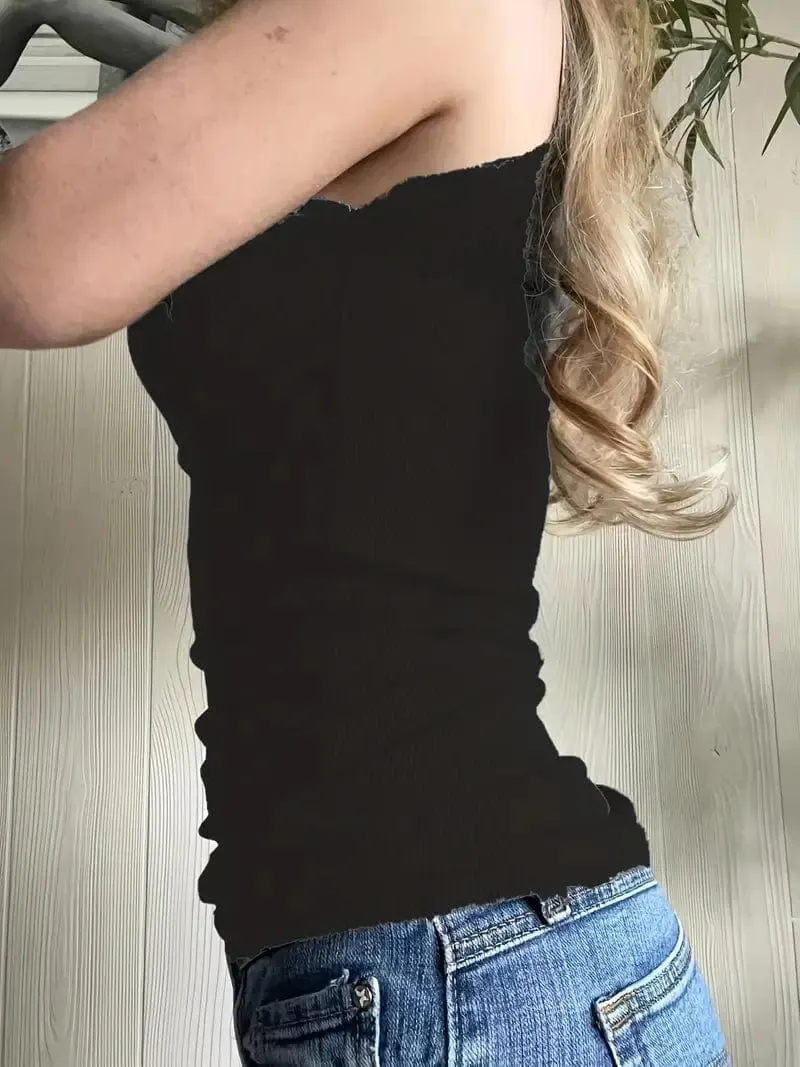 Modern Ribbed Lace Tank Top