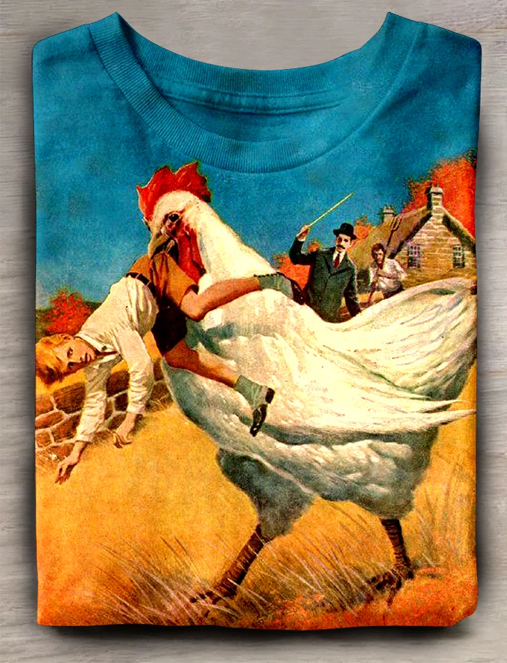 Eagerlys  Chicken and Woman T-shirt Eagerlys