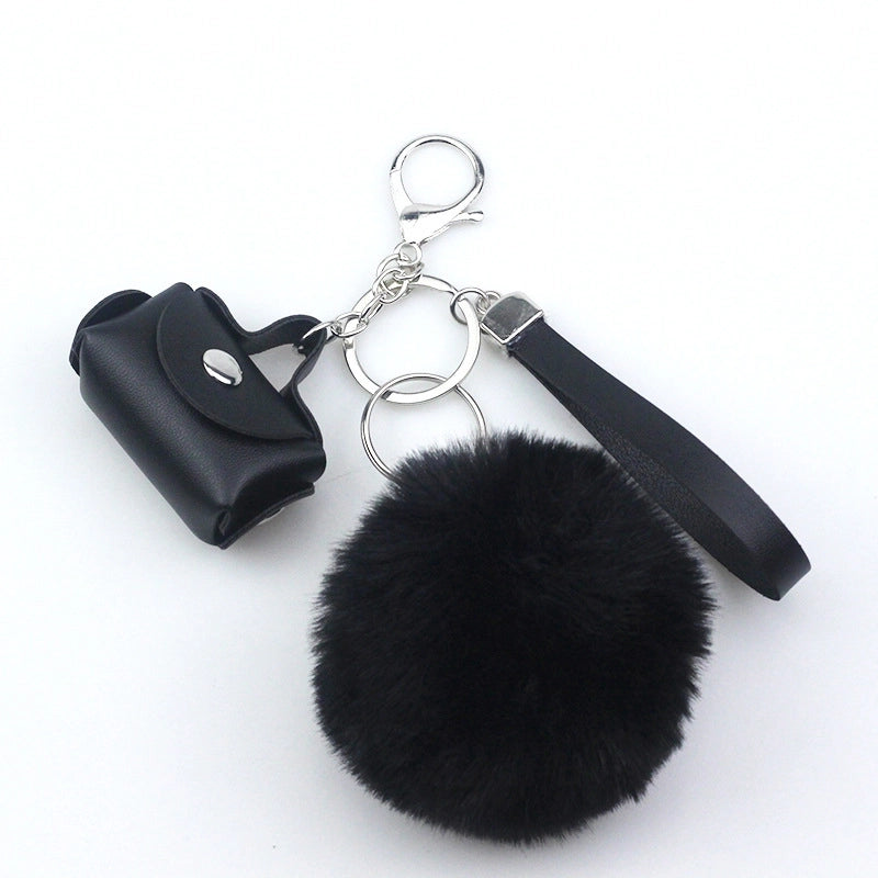 Lady Minimalist Solid Color Pu Leather Keychain