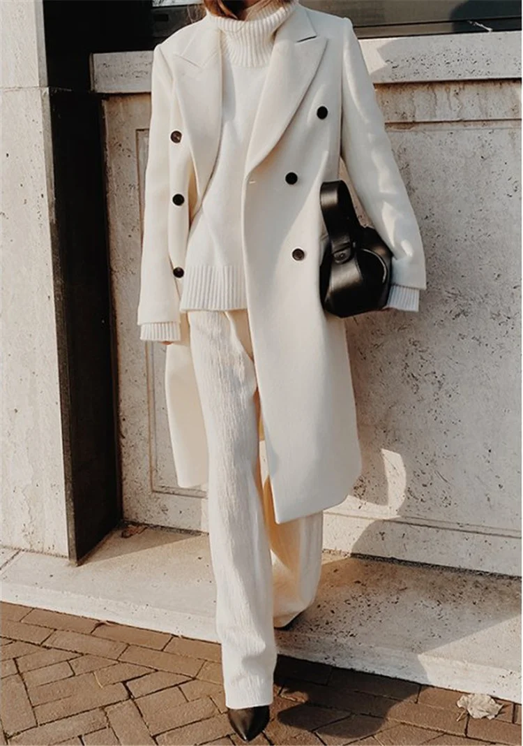 Loose Solid Color Long Sleeve Long Coat