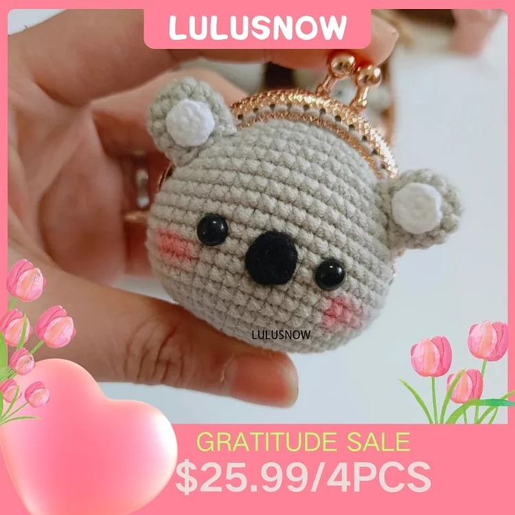 Lulusnow Handmade Koala Crochet Coin Purse Keychain Bag Pendant Gift for Her/Friend/Kids