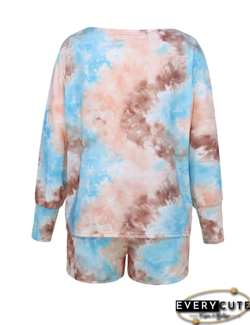 Orange Tie Dye 3/4 Sleeve Tops with Shorts Set