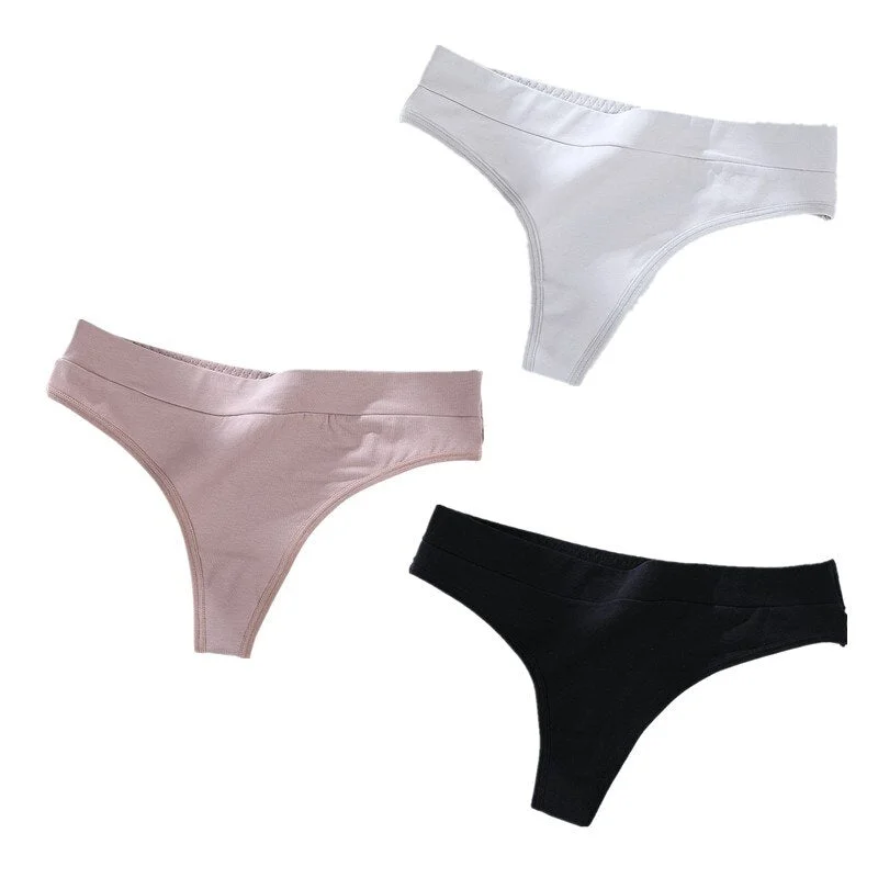 3Pcs/Lot Women's Cotton Thong Panties String Underwear Women Briefs Sexy Lingerie Pants Intimate Ladies Low-Rise G-String
