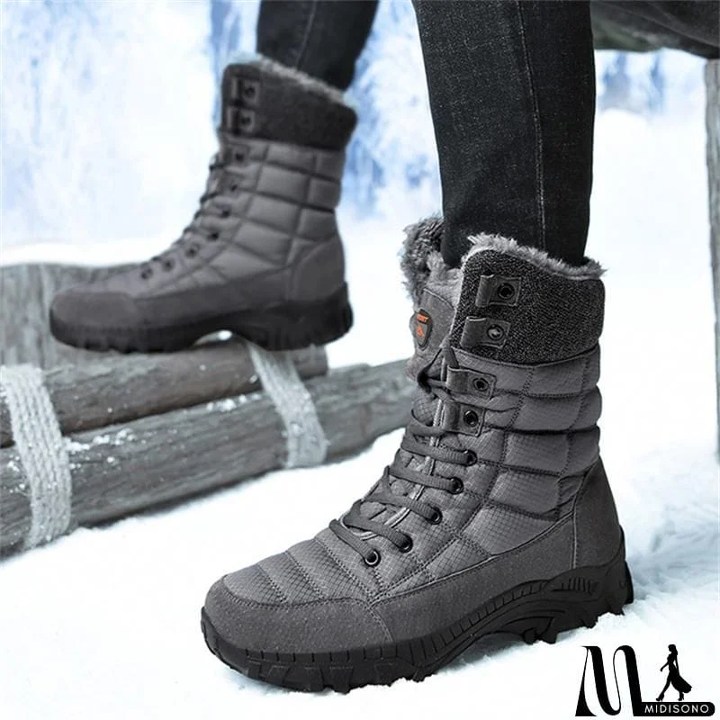 MidiSono - Men's High-Top Plush Thermal Plus Size Boots Shoes