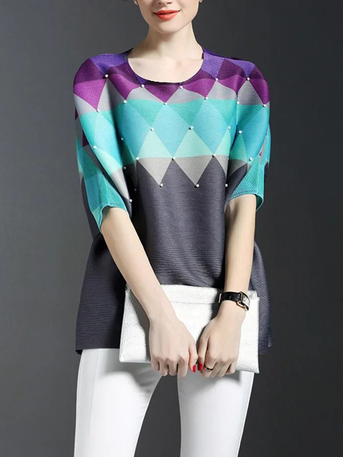 Bat Sleeve Pleated T-shirt Top