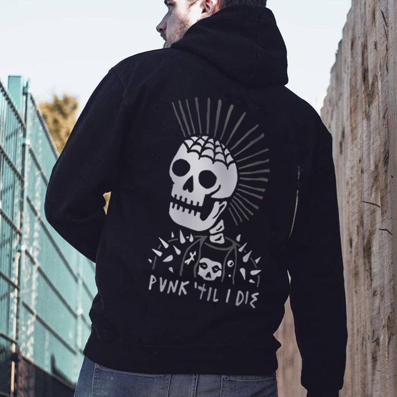 UPRANDY Skeleton Letter Printed Men's Casual Hoodie -  UPRANDY