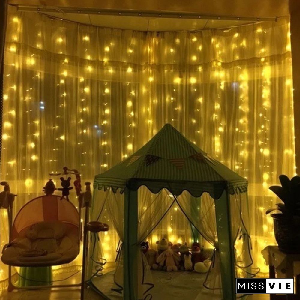 9 Colors 3Mx3M 300-LED Light Romantic Christmas Wedding Outdoor Decoration Curtain String Light