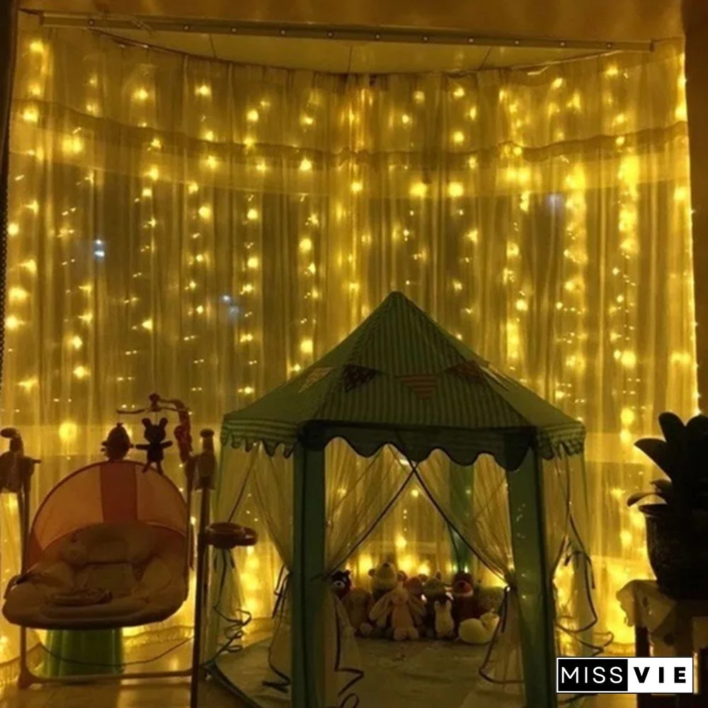 9 Colors 3Mx3M 300-LED Light Romantic Christmas Wedding Outdoor Decoration Curtain String Light