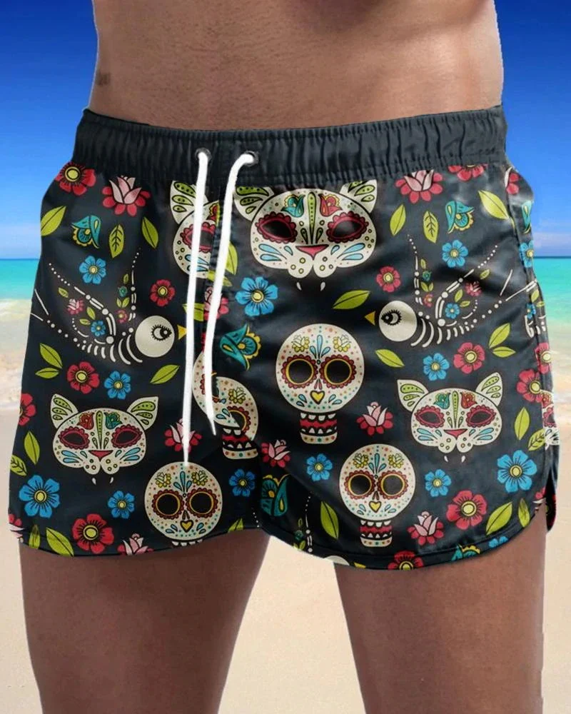 Men's Skull Print Swim Shorts