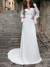 Split-Joint Lace Backless V-Neck Long Sleeves Mermaid Wedding Dress