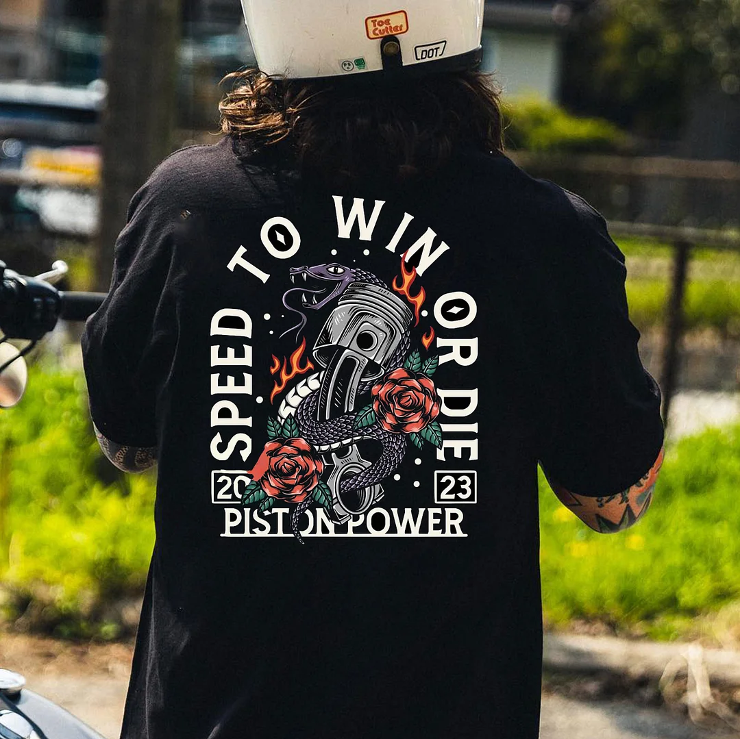 SPEED TO WIN OR DIE Black Print T-Shirt