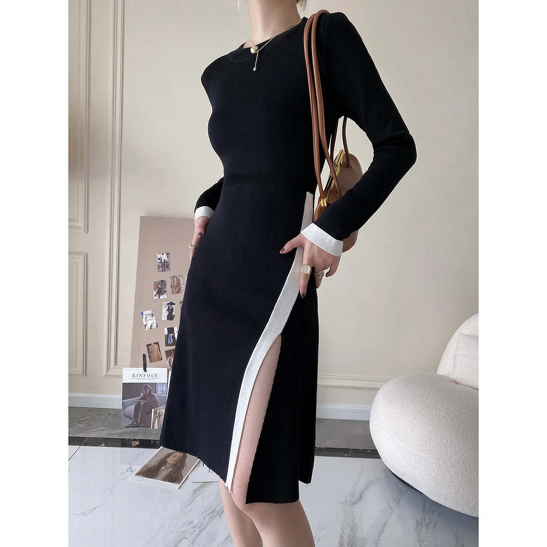 Chic Slit Knit Dress