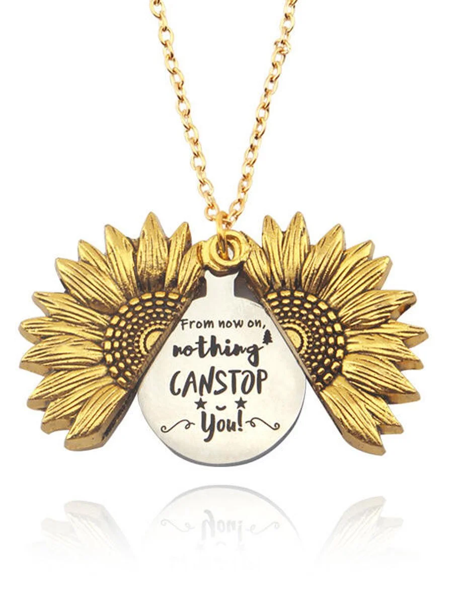 Clearance!!!!!!Nothing Can Stop For You Sunflower Locket Pendant Necklace