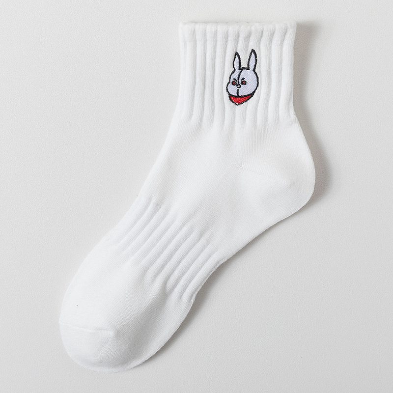 Locodeamos Men Cotton Short Socks Male Embroidery Aartoon Animals Daily Ankle Sock Spring Summer Harajuku Unisex Women Casual Couple Socks