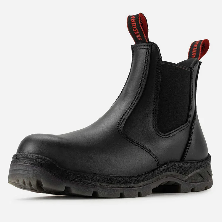 Sureway Mens Black Composite Toe Slip On Work Boots 