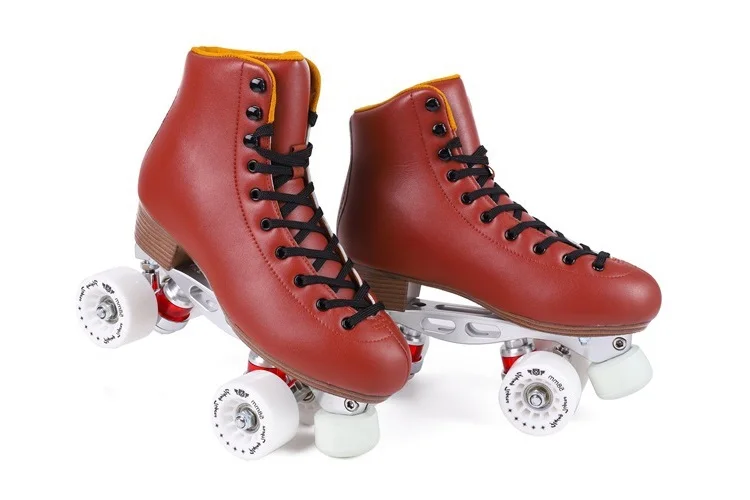 Brown Red Roller Skates