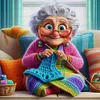 Grandma Knitting A Sweater-11CT Stamped Cross Stitch 50*50cm/19.69*19.69in